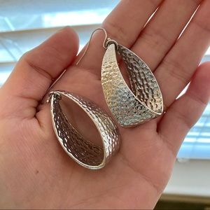 Silver Oval Hoop Earrings